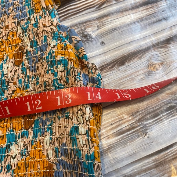 Sea Biarritz Floral Smocked Ruffle Cap Sleeve Tiered Midi Dress Orange Sz 8 - Picture 12 of 13